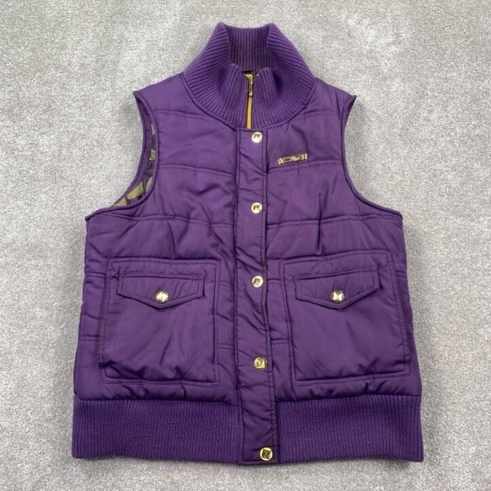 Apple Bottom Women's Full Zip Up Puffer Vest Jacket Size XL Purple High Neck